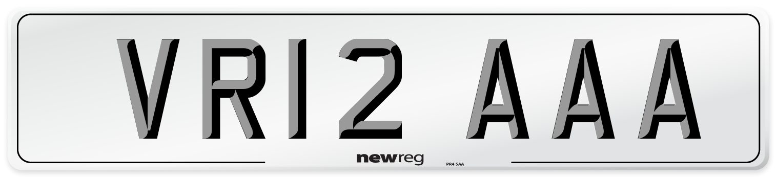 VR12 AAA Number Plate from New Reg